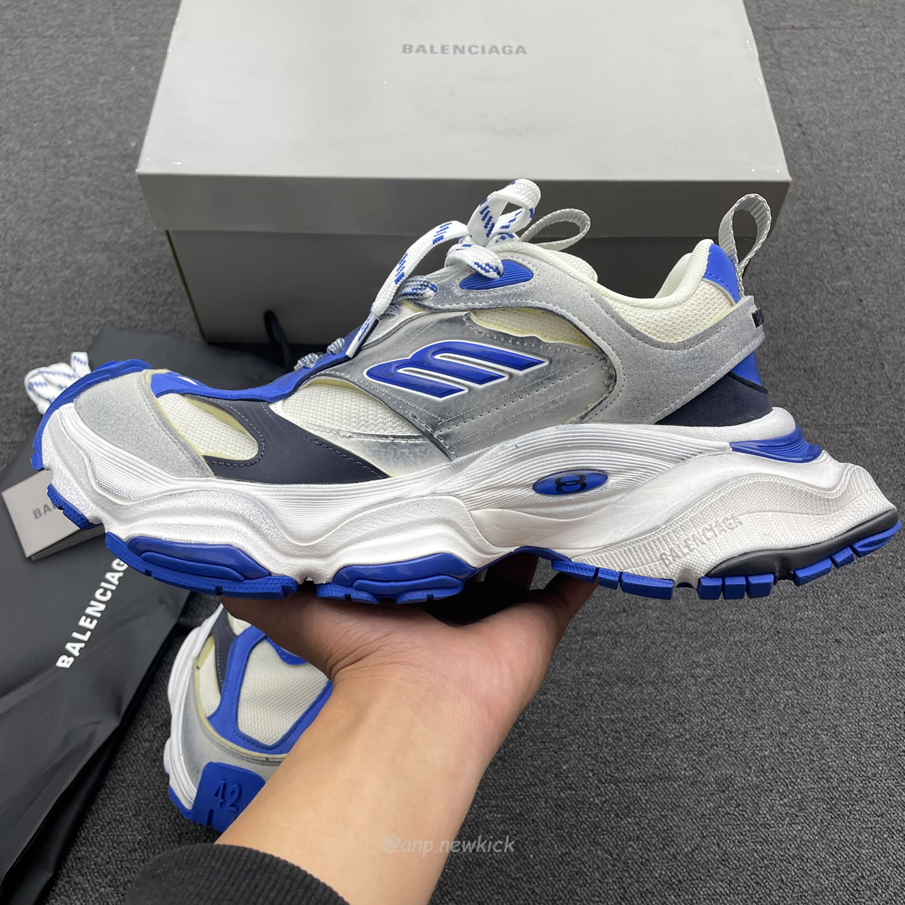 Balenciaga Cargo Sneaker White Grey Blue 784341 W2mv6 0328 (10) - www.newkick.vip